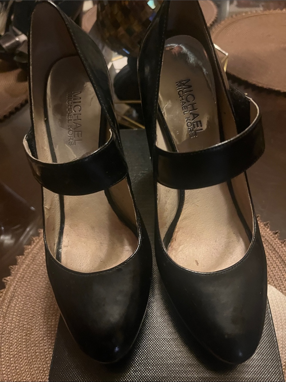 Michael Kors Black Leather Mary Jane Pumps with Strap